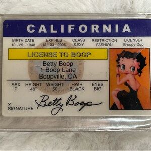 Vintage 2002 Betty Boop “License to Boop” Novelty ID Card